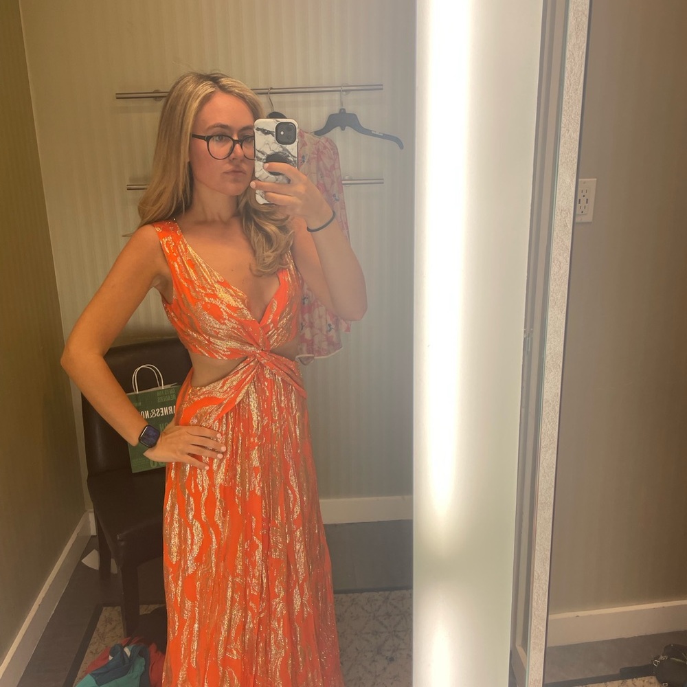 Ramy Brook Orange and Metallic Maxi Dress - Picture 3 of 7